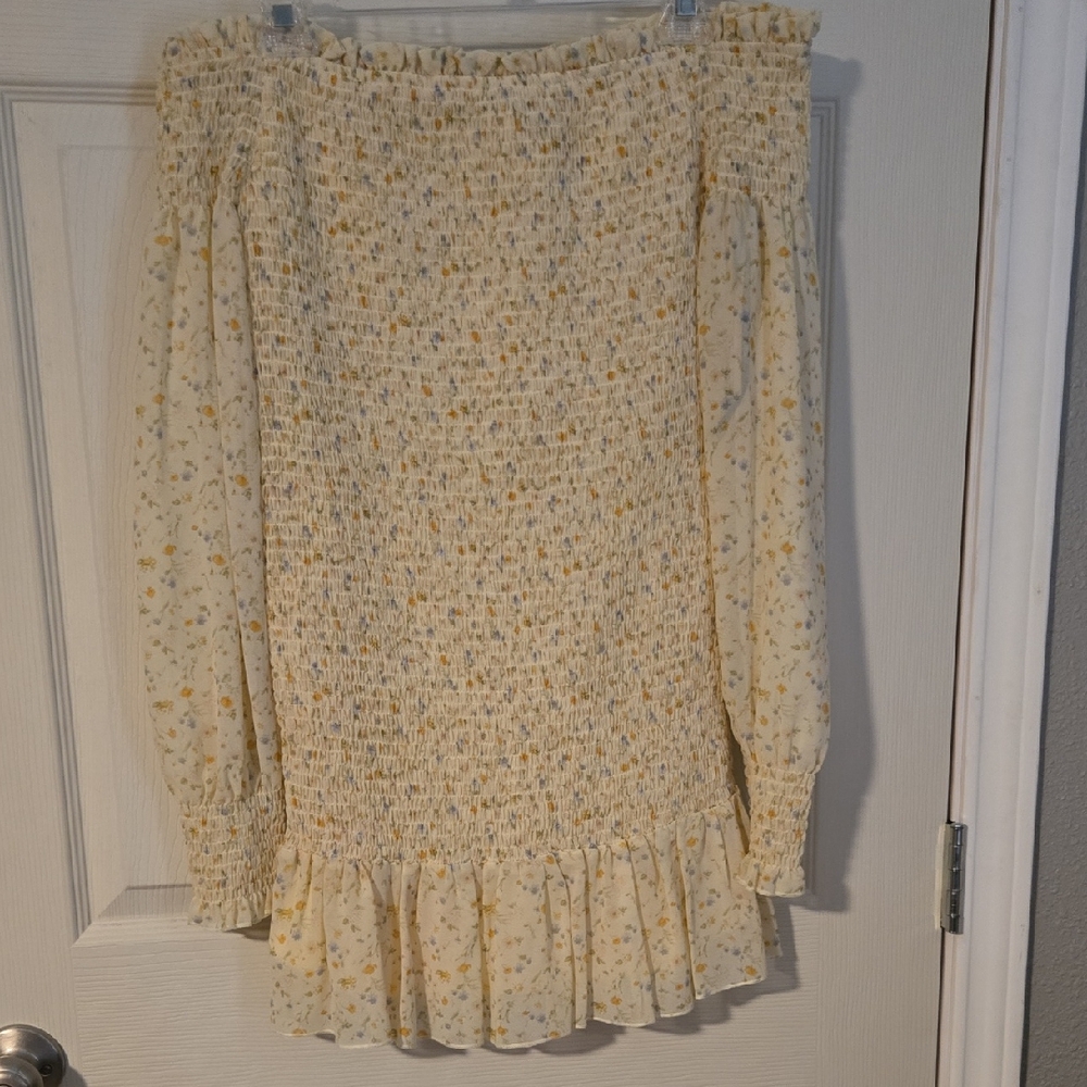 Forever 21 Floral Off-Shoulder Yellow Skirt